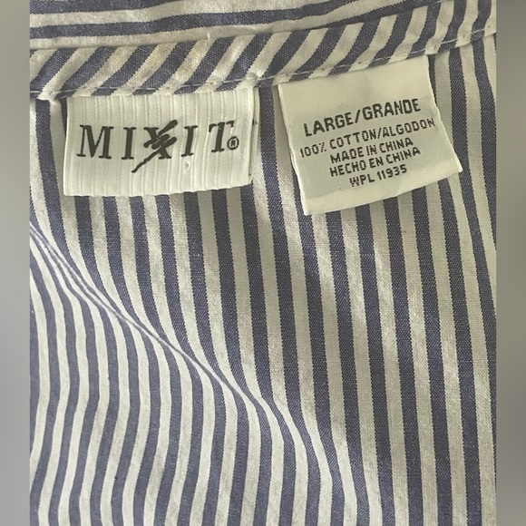 🔵5 For $15🔵 Mizit Blue & White Stripe Button Down - Picture 7 of 7